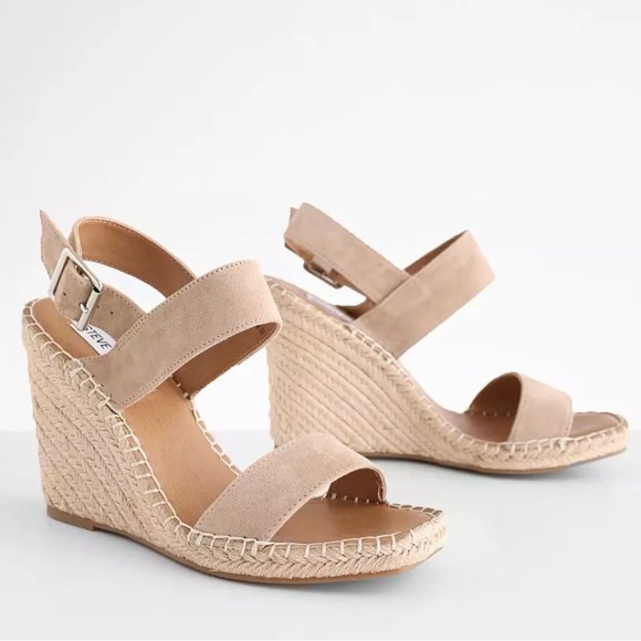 🔵”NWOT” Super Chic Tan Suede Wedge Sandals - Picture 3 of 12